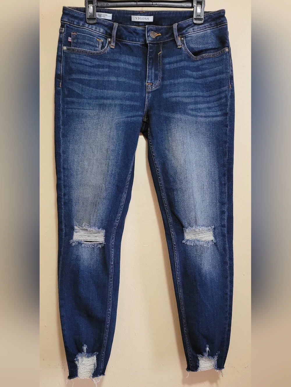 Vigoss Dark Blue Distressed Skinny Jeans Size 29